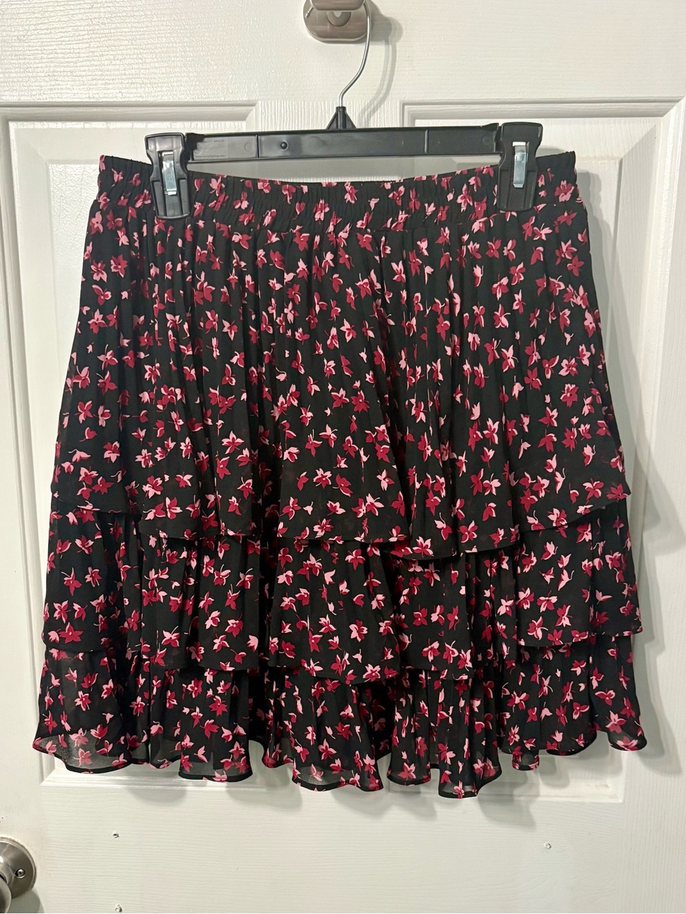 Michael Kors Black Mini Skirt with Pink Floral Print